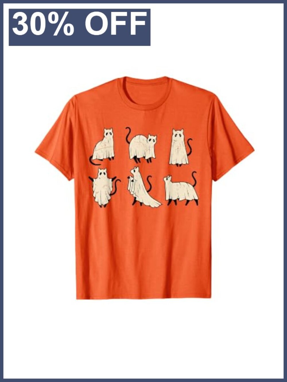 Spooky Black Cat Ghost Funny Halloween Vintage T-Shirt